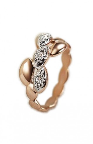 玫瑰金葉子波浪造型戒指