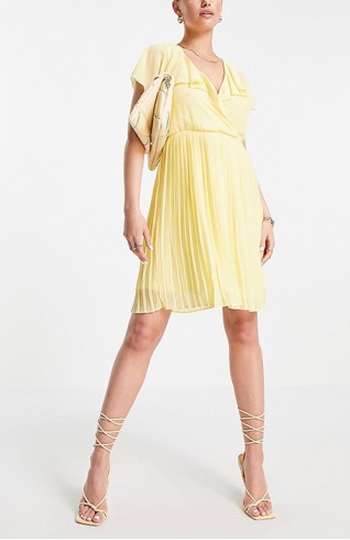 奶油黃短袖洋裝