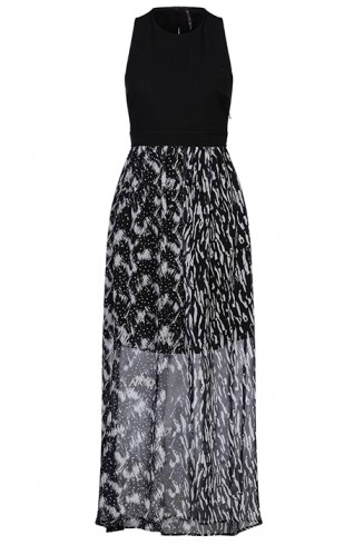 歐美黑色削肩長洋裝